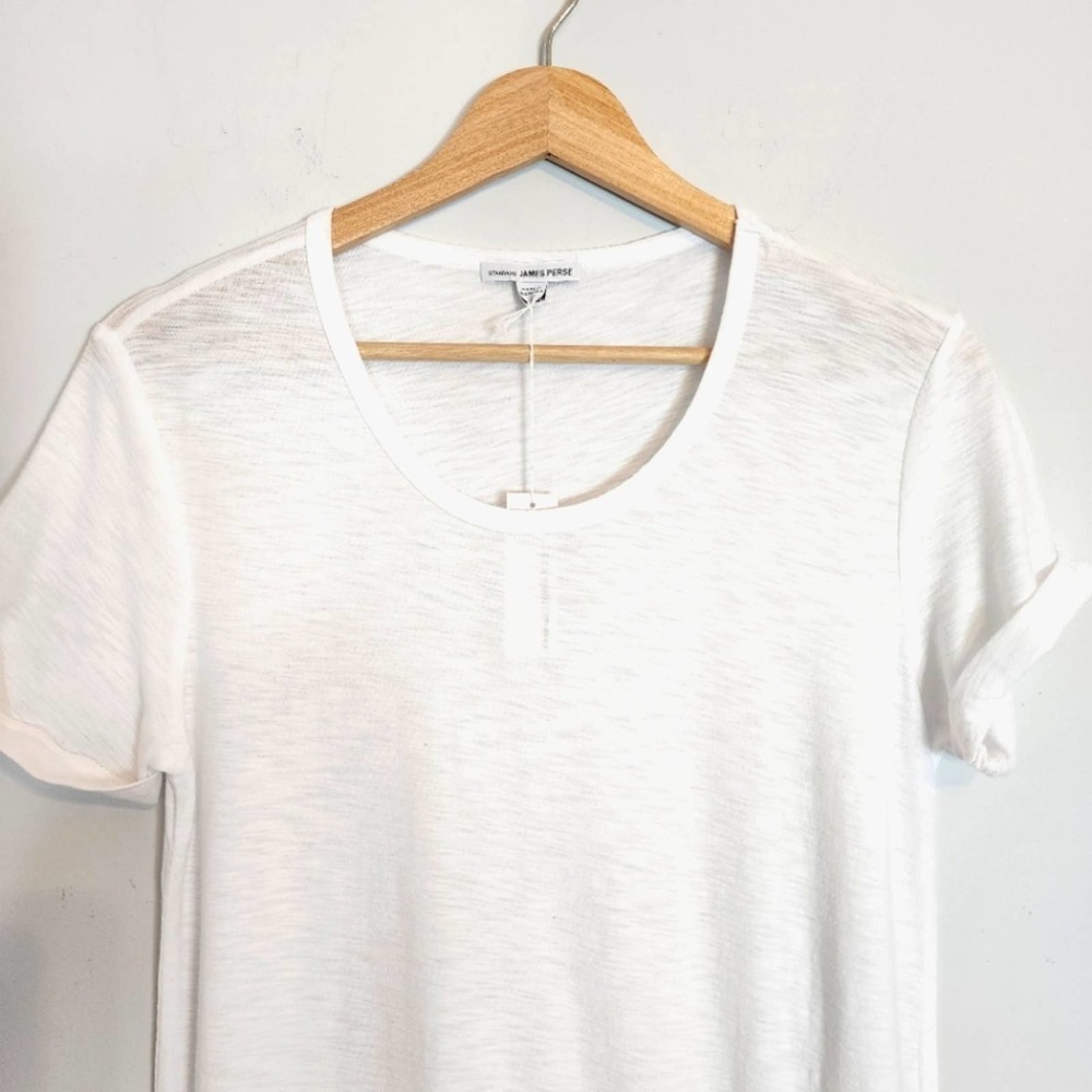 NWT James Perse White Rolled Sleeve Cotton Blend White T-Shirt Dress Size 1 or S - Picture 4 of 9